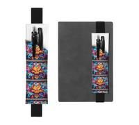 Black Leather Pen Holder Bookmark WZYWHJ Art Graffiti Fox Printed - Premium PVC Leather Elastic Band Design for Notebooks, Journals, and Planners