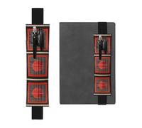 Black Leather Pen Holder Bookmark WZYWHJ Block Structure Prints - Premium PVC Leather Elastic Band Design for Notebooks, Journals, and Planners