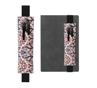 Black Leather Pen Holder Bookmark WZYWHJ Blooming Cherry Blossoms Picture - Premium PVC Leather Elastic Band Design for Notebooks, Journals, and Planners