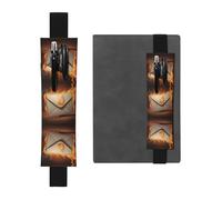Black Leather Pen Holder Bookmark WZYWHJ Burning Envelope Printing - Premium PVC Leather Elastic Band Design for Notebooks, Journals, and Planners