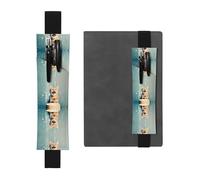 Black Leather Pen Holder Bookmark WZYWHJ Cake Battle Cat Printed - Premium PVC Leather Elastic Band Design for Notebooks, Journals, and Planners