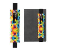 Black Leather Pen Holder Bookmark WZYWHJ Cartoon Parrot Pattern - Premium PVC Leather Elastic Band Design for Notebooks, Journals, and Planners