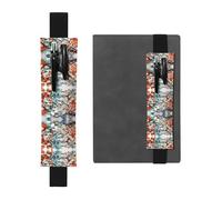 Black Leather Pen Holder Bookmark WZYWHJ Ceramic Pixel Fragments Prints - Premium PVC Leather Elastic Band Design for Notebooks, Journals, and Planners