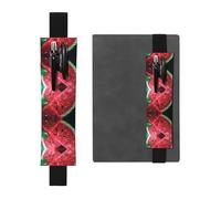 Black Leather Pen Holder Bookmark WZYWHJ Chunky Watermelon Pattern - Premium PVC Leather Elastic Band Design for Notebooks, Journals, and Planners