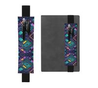 Black Leather Pen Holder Bookmark WZYWHJ Circuit Board Python Prints - Premium PVC Leather Elastic Band Design for Notebooks, Journals, and Planners