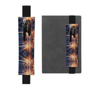 Black Leather Pen Holder Bookmark WZYWHJ Colorful Geometric Patterns Printing - Premium PVC Leather Elastic Band Design for Notebooks, Journals, and Planners