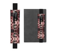 Black Leather Pen Holder Bookmark WZYWHJ Crystal and Pink Tulips Printing - Premium PVC Leather Elastic Band Design for Notebooks, Journals, and Planners