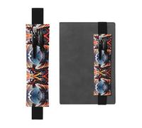 Black Leather Pen Holder Bookmark WZYWHJ Double Dragon Battle Picture - Premium PVC Leather Elastic Band Design for Notebooks, Journals, and Planners