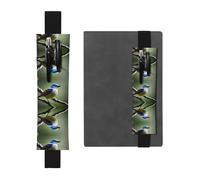 Black Leather Pen Holder Bookmark WZYWHJ Ethereal Nightingale Bird Picture - Premium PVC Leather Elastic Band Design for Notebooks, Journals, and Planners
