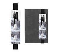 Black Leather Pen Holder Bookmark WZYWHJ Fox in The Snow Printed - Premium PVC Leather Elastic Band Design for Notebooks, Journals, and Planners