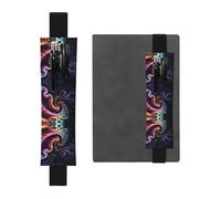 Black Leather Pen Holder Bookmark WZYWHJ Psychedelic Fractal Picture - Premium PVC Leather Elastic Band Design for Notebooks, Journals, and Planners