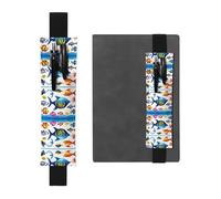 Black Leather Pen Holder Bookmark WZYWHJ sea Water Animals Printing - Premium PVC Leather Elastic Band Design for Notebooks, Journals, and Planners