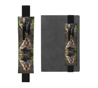 Black Leather Pen Holder Bookmark WZYWHJ Smart Monkey Picture - Premium PVC Leather Elastic Band Design for Notebooks, Journals, and Planners