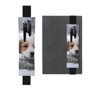 Black Leather Pen Holder Bookmark YYHHAOFA A Sleeping Dog Pattern Adjustable Elastic Band 8.3-1.8 in for notebooks Diaries Manuals Planners, Black, One Size