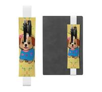 Black Leather Pen Holder Bookmark YYHHAOFA Adorable Cartoon Dog Pattern Adjustable Elastic Band 8.3-1.8 in for notebooks Diaries Manuals Planners, White, One Size