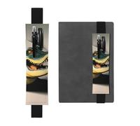 Black Leather Pen Holder Bookmark YYHHAOFA Big Mouth Crocodile Pattern Adjustable Elastic Band 8.3-1.8 in for notebooks Diaries Manuals Planners