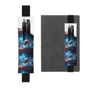 Black Leather Pen Holder Bookmark YYHHAOFA Big Spider in The Starry Sky Pattern Adjustable Elastic Band 8.3-1.8 in for notebooks Diaries Manuals Planners
