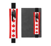Black Leather Pen Holder Bookmark YYHHAOFA Canadian Flag Pattern Adjustable Elastic Band 8.3-1.8 in for notebooks Diaries Manuals Planners