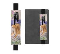 Black Leather Pen Holder Bookmark YYHHAOFA Cartoon Mushroom with Dog Pattern Adjustable Elastic Band 8.3-1.8 in for notebooks Diaries Manuals Planners