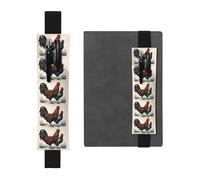 Black Leather Pen Holder Bookmark YYHHAOFA Chicken and Rooster Pattern Adjustable Elastic Band 8.3-1.8 in for notebooks Diaries Manuals Planners