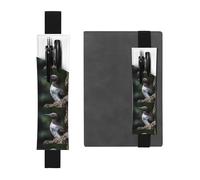 Black Leather Pen Holder Bookmark YYHHAOFA Downy Puffin Pattern Adjustable Elastic Band 8.3-1.8 in for notebooks Diaries Manuals Planners