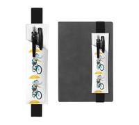Black Leather Pen Holder Bookmark YYHHAOFA Elephant Riding a Bicycle Pattern Adjustable Elastic Band 8.3-1.8 in for notebooks Diaries Manuals Planners