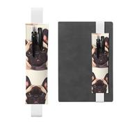 Black Leather Pen Holder Bookmark YYHHAOFA French Bulldog Dog Pattern Adjustable Elastic Band 8.3-1.8 in for notebooks Diaries Manuals Planners, White, One Size