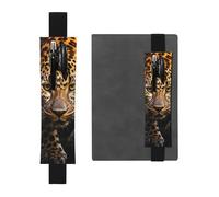 Black Leather Pen Holder Bookmark YYHHAOFA Funny Leopard Pattern Adjustable Elastic Band 8.3-1.8 in for notebooks Diaries Manuals Planners, Black, One Size