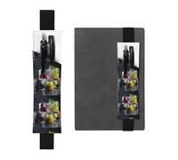 Black Leather Pen Holder Bookmark YYHHAOFA Grapes in Ice Pattern Adjustable Elastic Band 8.3-1.8 in for notebooks Diaries Manuals Planners