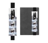 Black Leather Pen Holder Bookmark YYHHAOFA Horse Nature Winter Pattern Adjustable Elastic Band 8.3-1.8 in for notebooks Diaries Manuals Planners