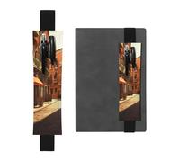 Black Leather Pen Holder Bookmark YYHHAOFA Italian Old Street Pattern Adjustable Elastic Band 8.3-1.8 in for notebooks Diaries Manuals Planners