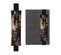 Black Leather Pen Holder Bookmark YYHHAOFA Leopard in a Leather Jacket Pattern Adjustable Elastic Band 8.3-1.8 in for notebooks Diaries Manuals Planners