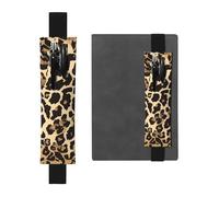 Black Leather Pen Holder Bookmark YYHHAOFA Leopard Pattern Pattern Adjustable Elastic Band 8.3-1.8 in for notebooks Diaries Manuals Planners