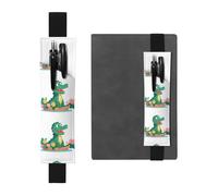 Black Leather Pen Holder Bookmark YYHHAOFA Little Crocodile on The Flower Boat Pattern Adjustable Elastic Band 8.3-1.8 in for notebooks Diaries Manuals Planners