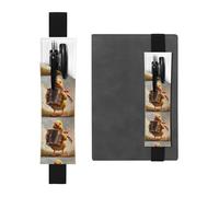 Black Leather Pen Holder Bookmark YYHHAOFA Little Duck Playing The Organ Pattern Adjustable Elastic Band 8.3-1.8 in for notebooks Diaries Manuals Planners