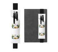 Black Leather Pen Holder Bookmark YYHHAOFA Little White Tiger in The Bouquet Pattern Adjustable Elastic Band 8.3-1.8 in for notebooks Diaries Manuals Planners
