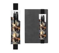 Black Leather Pen Holder Bookmark YYHHAOFA London Color Taxi Pattern Adjustable Elastic Band 8.3-1.8 in for notebooks Diaries Manuals Planners