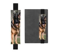 Black Leather Pen Holder Bookmark YYHHAOFA Maple German Shepherd Dog Pattern Adjustable Elastic Band 8.3-1.8 in for notebooks Diaries Manuals Planners