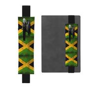 Black Leather Pen Holder Bookmark YYHHAOFA Old Jamaican Flag Pattern Adjustable Elastic Band 8.3-1.8 in for notebooks Diaries Manuals Planners