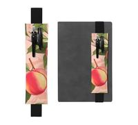 Black Leather Pen Holder Bookmark YYHHAOFA Pink Peach Pattern Pattern Adjustable Elastic Band 8.3-1.8 in for notebooks Diaries Manuals Planners