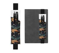 Black Leather Pen Holder Bookmark YYHHAOFA Praying Under The Starry Sky Pattern Adjustable Elastic Band 8.3-1.8 in for notebooks Diaries Manuals Planners