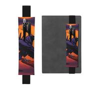 Black Leather Pen Holder Bookmark YYHHAOFA Ravens Pattern Adjustable Elastic Band 8.3-1.8 in for notebooks Diaries Manuals Planners