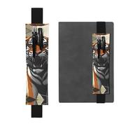 Black Leather Pen Holder Bookmark YYHHAOFA Serious Tiger Pattern Adjustable Elastic Band 8.3-1.8 in for notebooks Diaries Manuals Planners