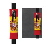 Black Leather Pen Holder Bookmark YYHHAOFA Spanish Flag Pattern Adjustable Elastic Band 8.3-1.8 in for notebooks Diaries Manuals Planners