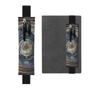 Black Leather Pen Holder Bookmark YYHHAOFA Tarot Compass Pattern Adjustable Elastic Band 8.3-1.8 in for notebooks Diaries Manuals Planners