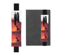Black Leather Pen Holder Bookmark YYHHAOFA The Horse at Sunset Pattern Adjustable Elastic Band 8.3-1.8 in for notebooks Diaries Manuals Planners