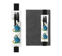 Black Leather Pen Holder Bookmark YYHHAOFA The Little Monster Pulling Carrots Pattern Adjustable Elastic Band 8.3-1.8 in for notebooks Diaries Manuals Planners