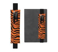 Black Leather Pen Holder Bookmark YYHHAOFA Tiger Stripes Orange Pattern Pattern Adjustable Elastic Band 8.3-1.8 in for notebooks Diaries Manuals Planners