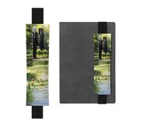 Black Leather Pen Holder Bookmark YYHHAOFA Water Lilies in The Pond Pattern Adjustable Elastic Band 8.3-1.8 in for notebooks Diaries Manuals Planners