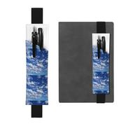 Black Leather Pen Holder Bookmark YYHHAOFA White Clouds in The Blue Sky Pattern Adjustable Elastic Band 8.3-1.8 in for notebooks Diaries Manuals Planners